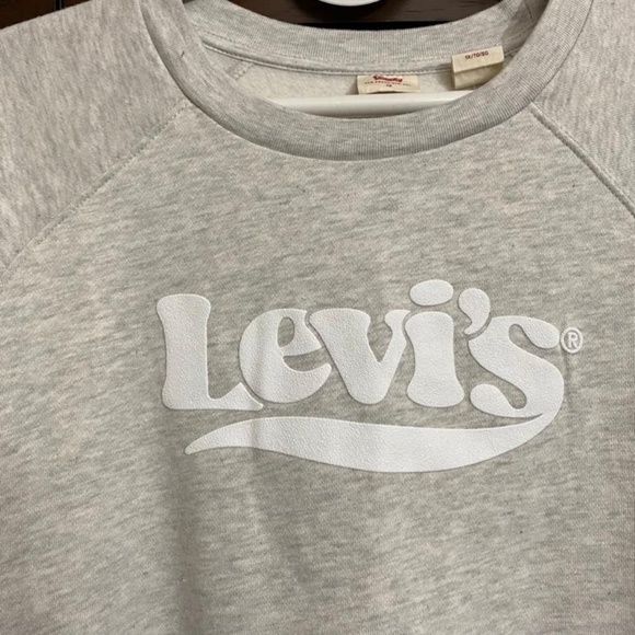 NWT Levi's Heather Gray Vintage Raglan Crewneck Long Sleeve Sweatshirt, Size L - Picture 3 of 4